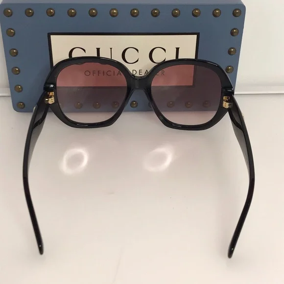Gucci Sunglasses Women's GG0796S 002 Black/Red Gradient - Picture 9 of 16